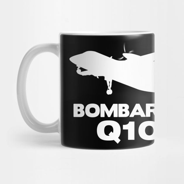 Bombardier Q100 Silhouette Print (White) by TheArtofFlying